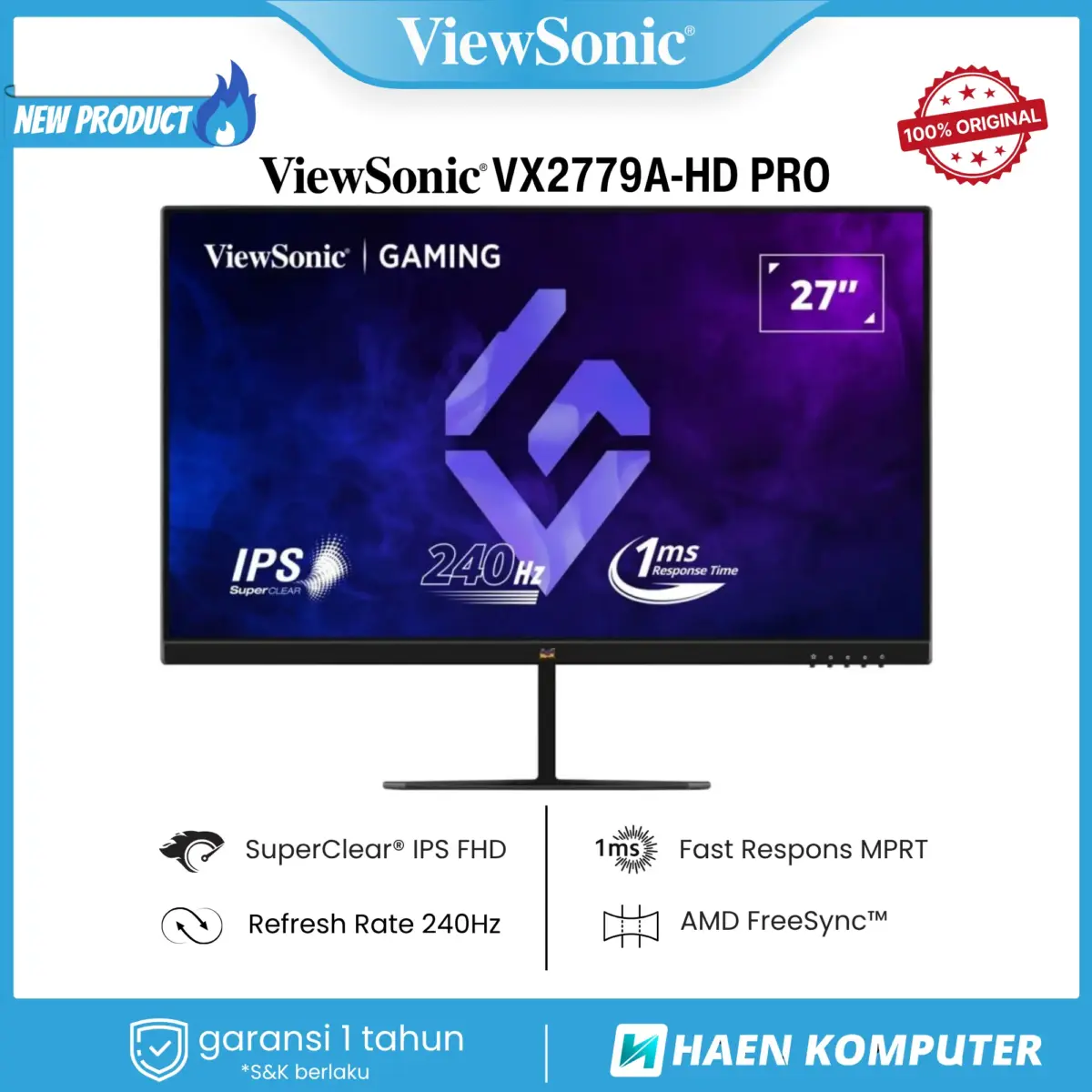 Monitor ViewSonic VX2779A-HD PRO 27 InchIPS FHD 240Hz - Image 4