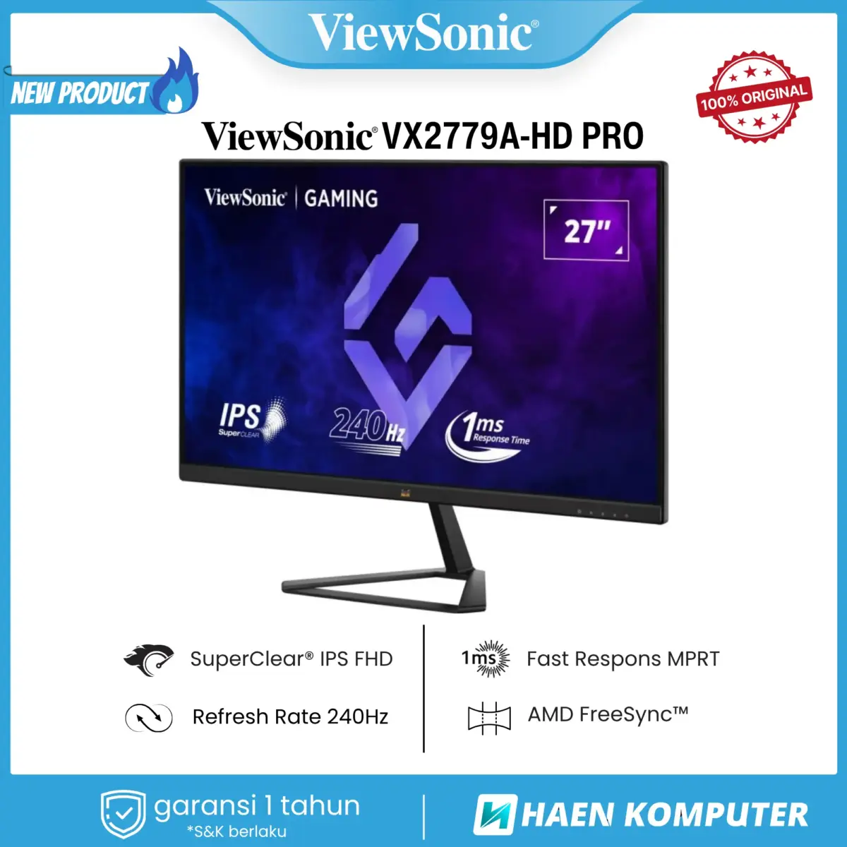 Monitor ViewSonic VX2779A-HD PRO 27 InchIPS FHD 240Hz - Image 3
