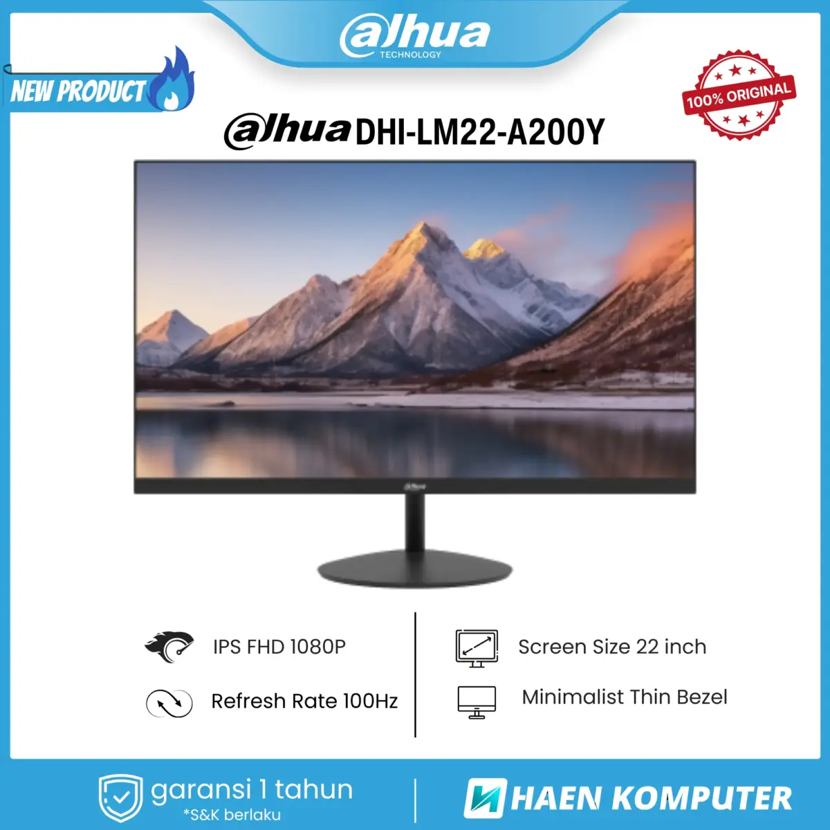 MONITOR DAHUA DHI-LM22-A200Y 22 INCH IPS FHD 100HZ - Image 1