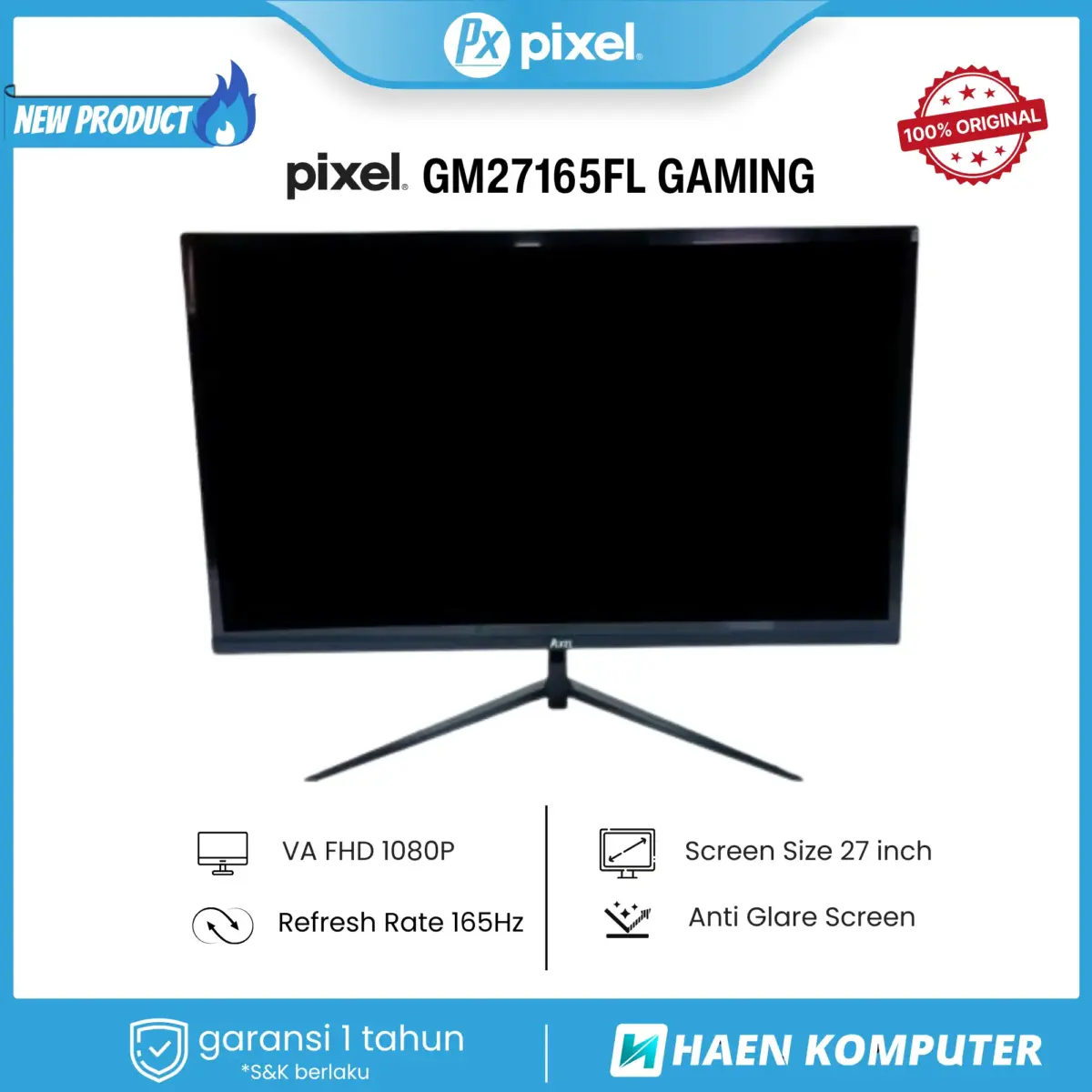 MONITOR PIXEL GM27165FL GAMING 27 INCH VA FHD 165HZ - Image 1