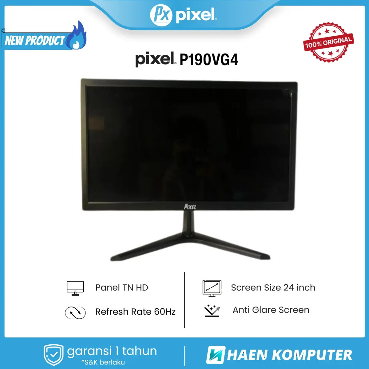 MONITOR PIXEL P190VG4 HD 24 INCH TN 60HZ - Image 1