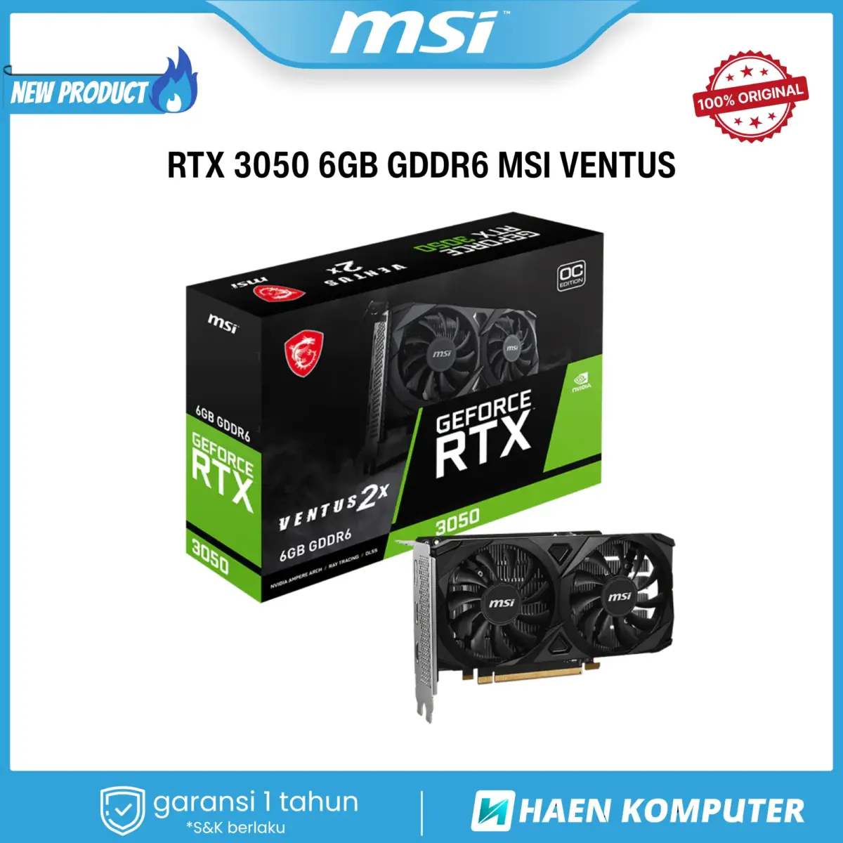 VGA RTX 3050 6GB GDDR6 14GBPS 96BIT VENTUS - Image 1