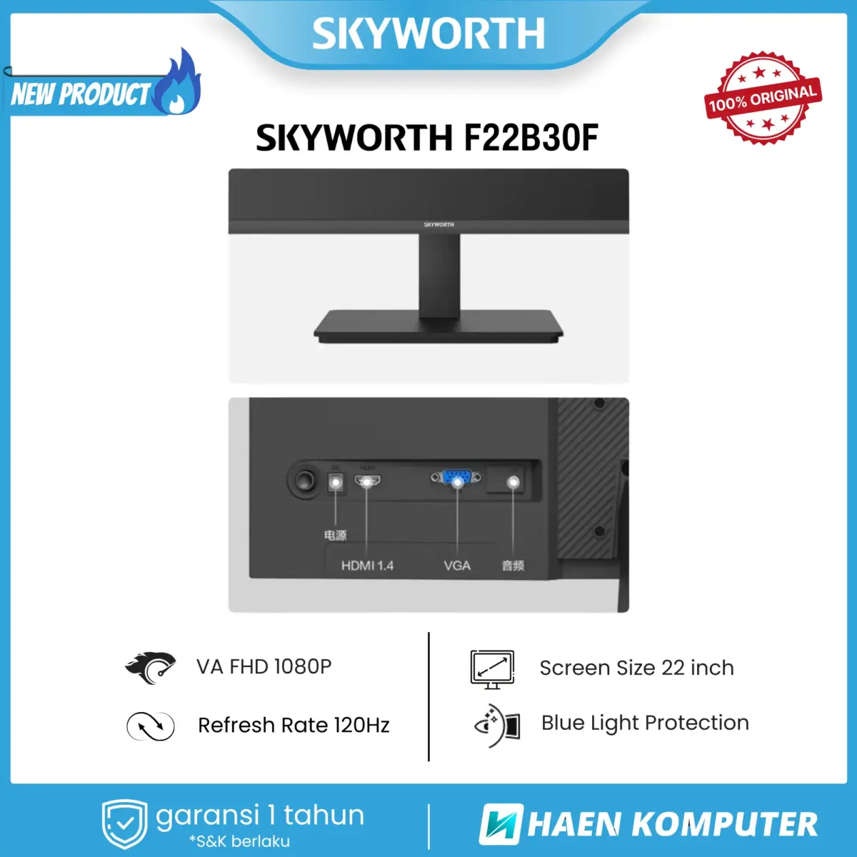 MONITOR SKYWORTH F22B30F 22 INCH FHD 120HZ - Image 3