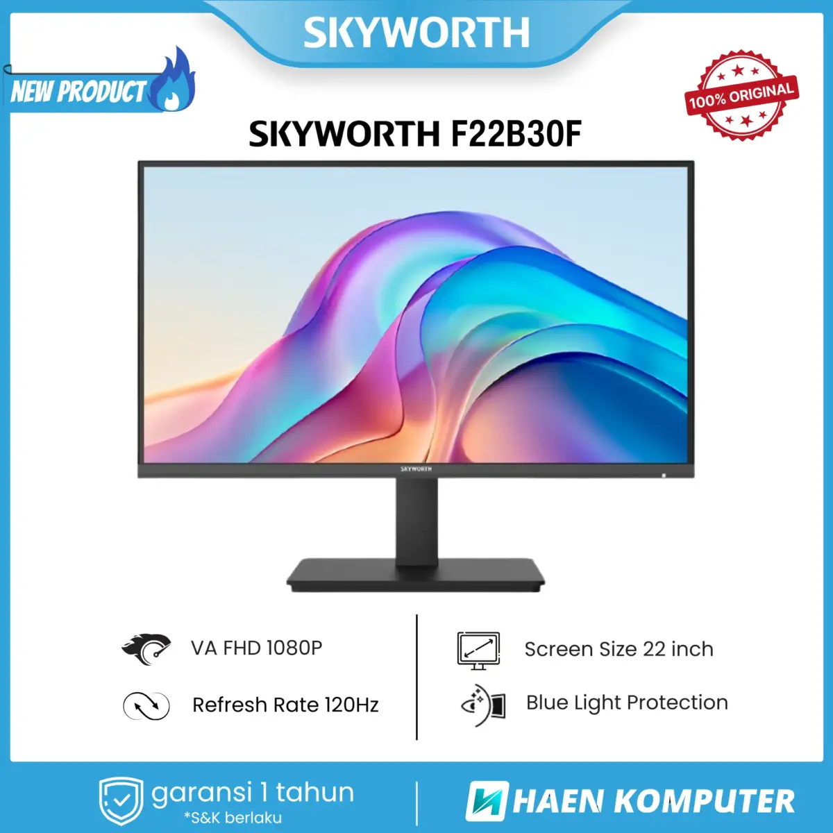 MONITOR SKYWORTH F22B30F 22 INCH FHD 120HZ - Image 1