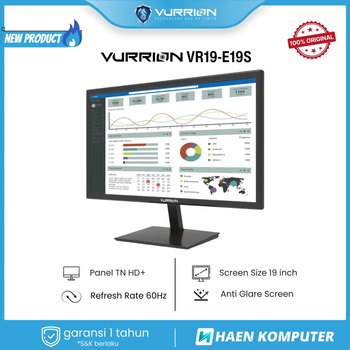MONITOR VURRION VR19-E19S 19 INCH TN 60HZ BLACK - Image 2