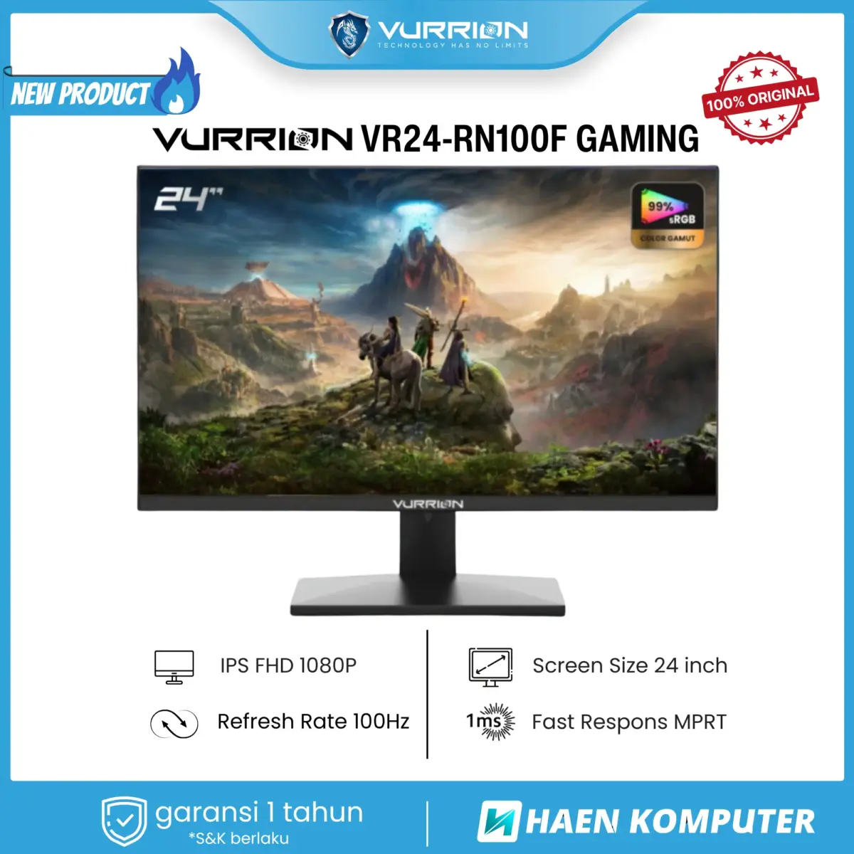 MONITOR VURRION VR24-RN100F GAMING 24 INCH IPS 100HZ BLACK - Image 3